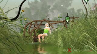 Hett sex! Kåt vacker älva och gnome i byn