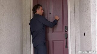 Milf Eva Notty crams her tight pussy with massive dick while her huge boobs sway